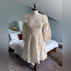 Urban Outfitters White Floral Long Sleeve Dress